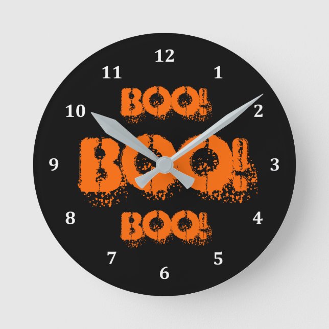 Boo Halloween Word Text Funny Beängstigend Square  Runde Wanduhr (Vorderseite)