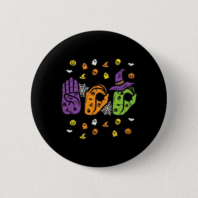 Boo Hands American Sign Language Pride Asl Hallowe Button (Vorderseite)