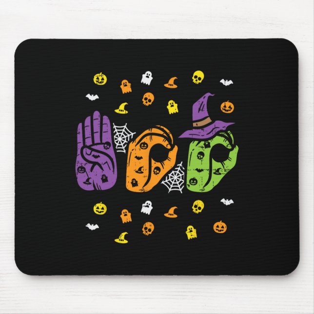 Boo Hands American Sign Language Pride Asl Hallowe Mousepad (Vorne)