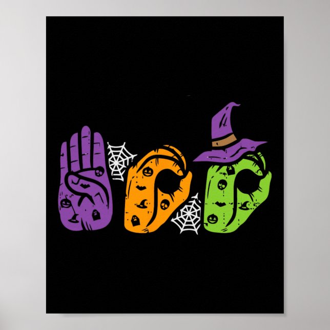 Boo Hands American Sign Language Pride Asl Hallowe Poster (Vorne)
