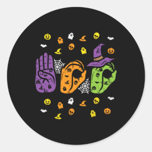 Boo Hands American Sign Language Pride ASL Hallowe Runder Aufkleber