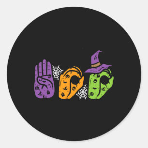 Boo Hands American Sign Language Pride Asl Hallowe Runder Aufkleber