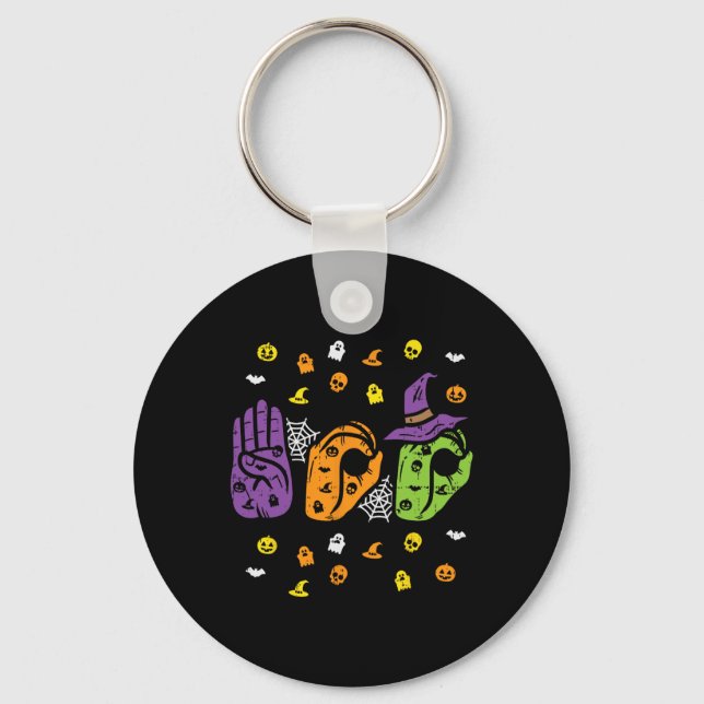 Boo Hands American Sign Language Pride ASL Hallowe Schlüsselanhänger (Vorderseite)