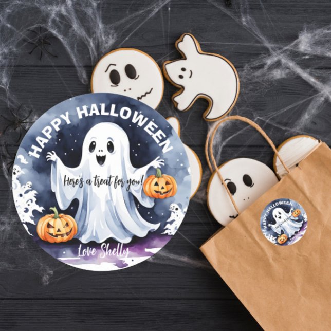 Boo! Happy Ghost Halloween Aufkleber (Von Creator hochgeladen)