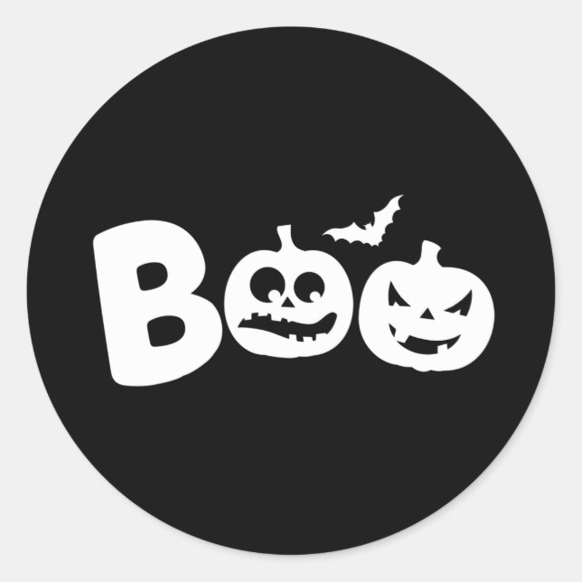 BOO! Happy Halloween Design mit Beängstigenden Pum Runder Aufkleber (Vorderseite)