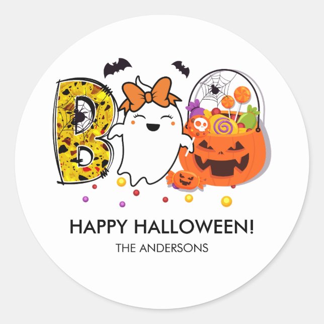 Boo! Happy Halloween Sticker (Vorderseite)