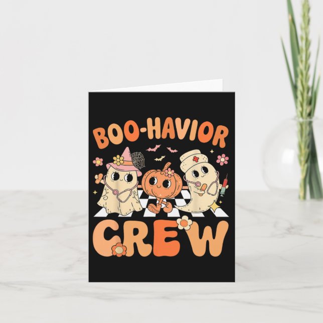 Boo Havior Crew Niedlich Halloween Therapeut Ghost Karte (Vorderseite)