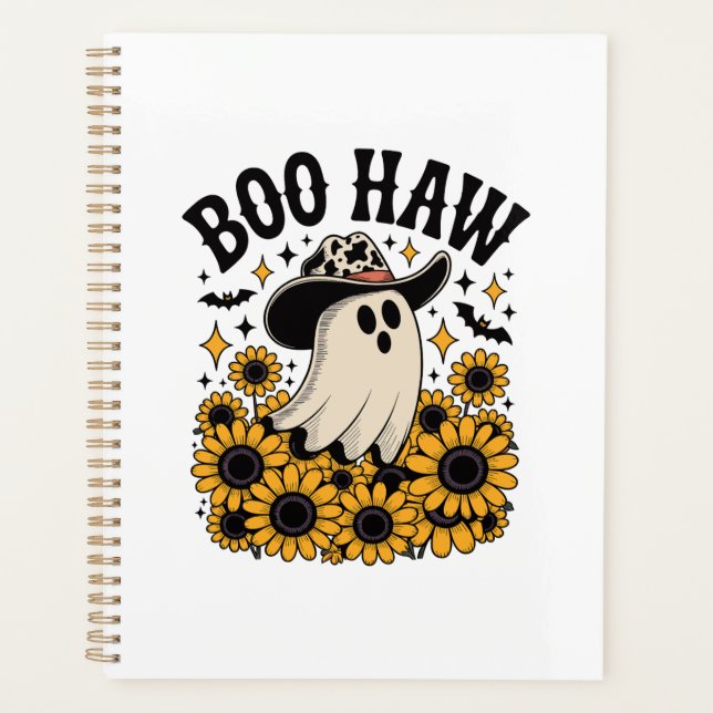 Boo Haw Cow Ghost Western Halloween Planer (Vorderseite)