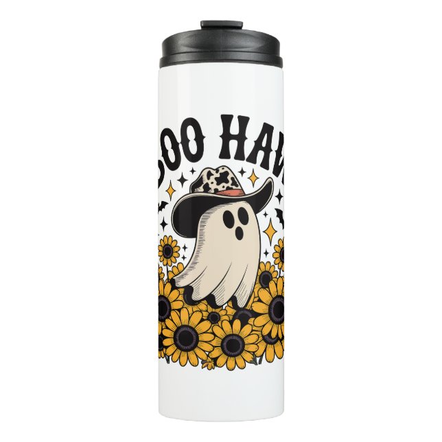 Boo Haw Cow Ghost Western Halloween Thermosbecher (Vorderseite)