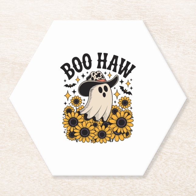 Boo Haw Cow Ghost Western Halloween Untersetzer (Vorderseite)