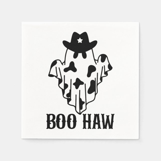 Boo Haw Funny Halloween Kostümgeister Western Spoo Serviette (Vorderseite)