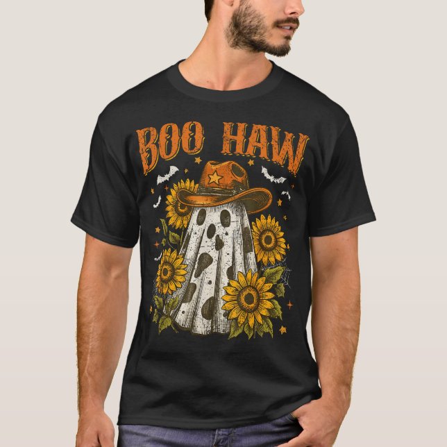 Boo Haw Kuw Spot Ghost Pattern Western Halloween T-Shirt (Vorderseite)