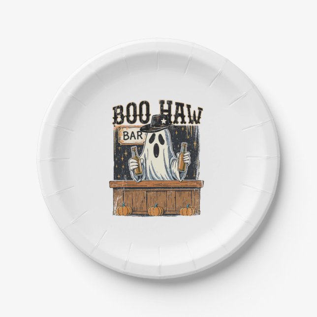 Boo Haw Retro Western Halloween Pappteller (Vorderseite)