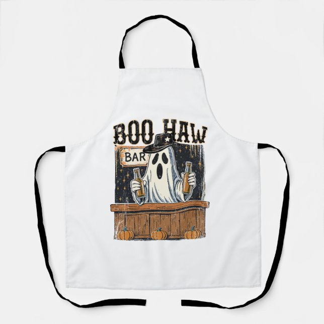 Boo Haw Retro Western Halloween Schürze (Vorderseite)