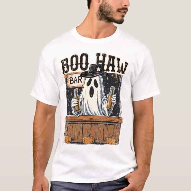 Boo Haw Retro Western Halloween T-Shirt (Vorderseite)