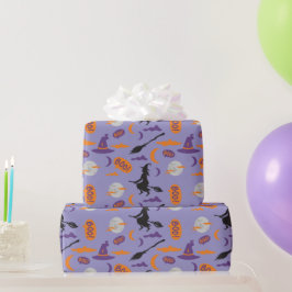 Boo! Hexe und Broom Nahtloses Halloween-Geschenkwr Geschenkpapier