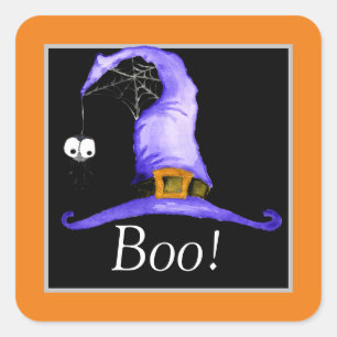 Boo! Hexenhut Quadratischer Aufkleber