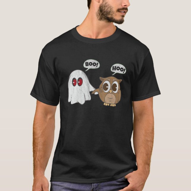 Boo Hoo Owl Ghost Halloween Nice Best Friend T-Shirt (Vorderseite)