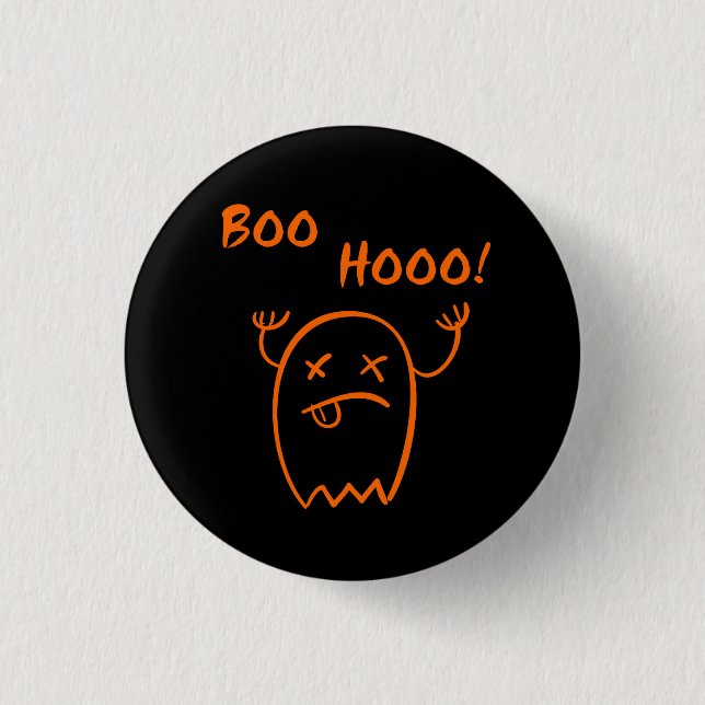 Boo Hooo Halloween Geist-dunkles monotones Button (Vorderseite)