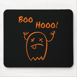 Boo Hooo Halloween Ghost Dark Monotone Mousepad