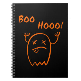 Boo Hooo Halloween Ghost Dark Monotone Notizblock