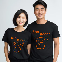 Boo Hooo Halloween Ghost Dark Monotone T-Shirt