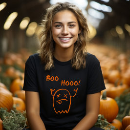 Boo Hooo Halloween Ghost Dark Monotone T-Shirt