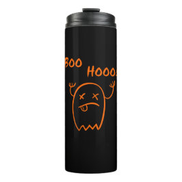 Boo Hooo Halloween Ghost Dark Monotone Thermosbecher