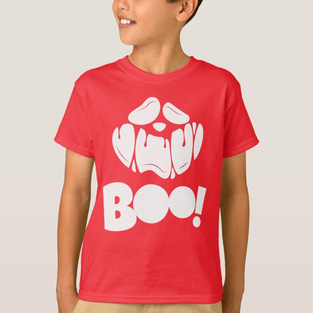 Boo Horror Face Happy Halloween T-Shirt (Vorderseite)
