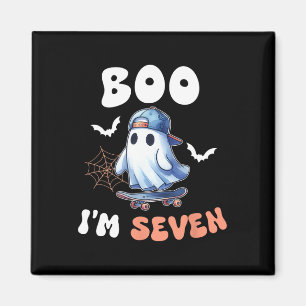 Boo I m Seven Ghost Skateboard 7. Geburtstagsschwe Magnet