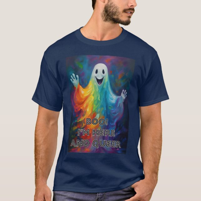Boo! Ich bin hier und Que T-Shirt (Vorderseite)