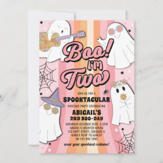 Boo ich bin zwei Groovy Halloween Mädchen 2. Gebur Einladung