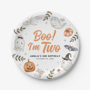 Boo! Ich bin zwei Halloween-Geburtstagspapier-Tell Pappteller