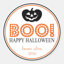 Boo! Jack-O-Laterne (schwarz / orange) Runder Aufkleber