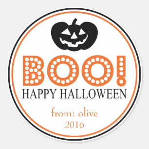 Boo! Jack-O-Laterne (schwarz / orange) Runder Aufkleber