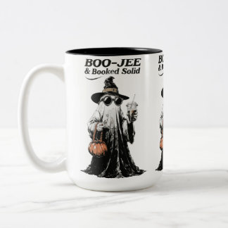 Boo-Jee & Booked Solid Retro-Geist Halloween Zweifarbige Tasse
