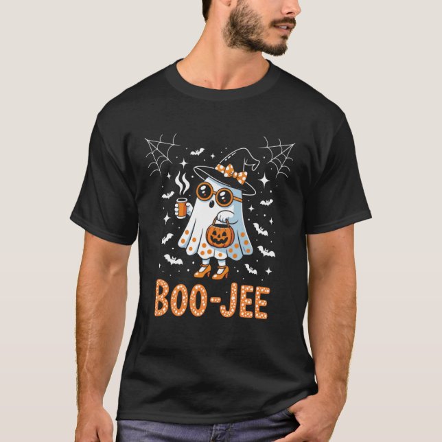 Boo JEE Coquette Leopard Boujee Halloween Ghost T-Shirt (Vorderseite)