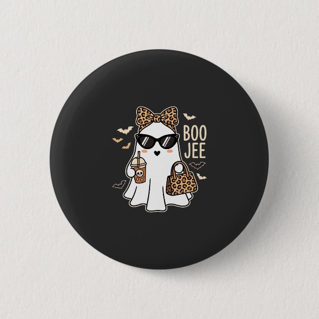 Boo Jee Cute Geist Halloween Leopard Design_1 Button (Vorderseite)