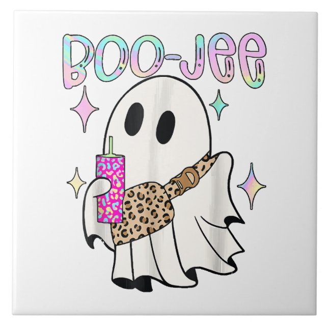 Boo Jee Funny Halloween Ghost Fliese (Vorderseite)