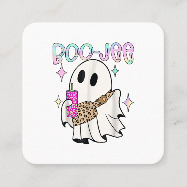 Boo Jee Funny Halloween Ghost Quadratische Visitenkarte (Vorderseite)