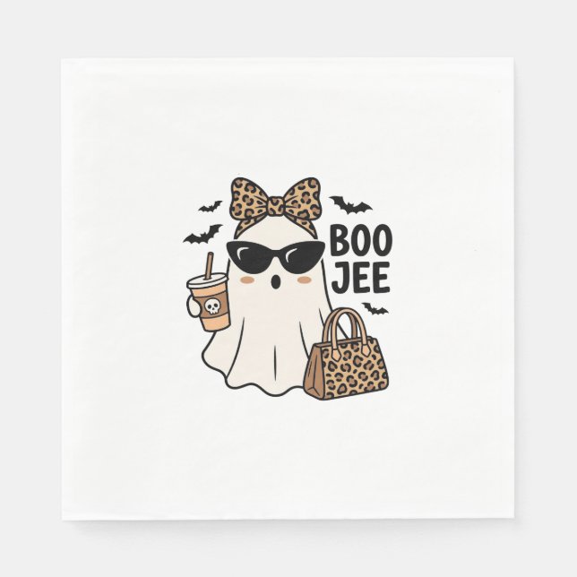 Boo Jee Geist Halloween Leopard Bogen Vektordesign Serviette (Vorderseite)