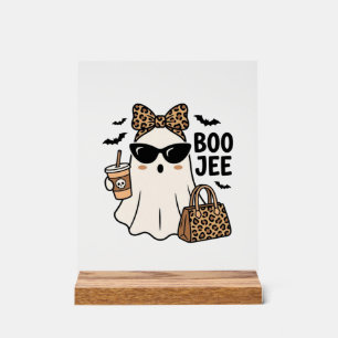 Boo Jee Geist Halloween Leopard Schleife Vektor De Acrylschild