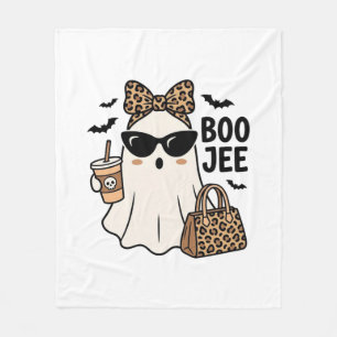 Boo Jee Geist Halloween Leopard Schleife Vektor De Fleecedecke