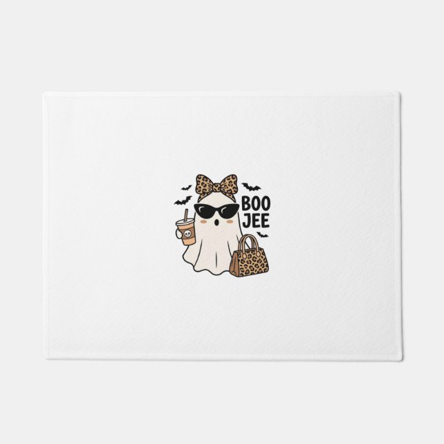 Boo Jee Geist Halloween Leopard Schleife Vektor De Fußmatte (Vorderseite)