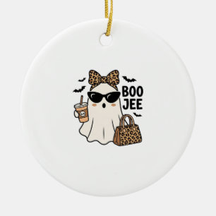 Boo Jee Geist Halloween Leopard Schleife Vektor De Keramik Ornament