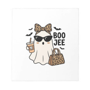 Boo Jee Geist Halloween Leopard Schleife Vektor De Notizblock