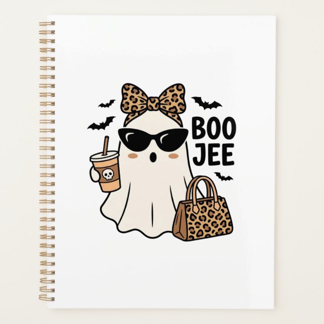 Boo Jee Geist Halloween Leopard Schleife Vektor De Planer (Vorderseite)