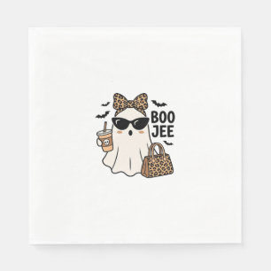 Boo Jee Geist Halloween Leopard Schleife Vektor De Serviette