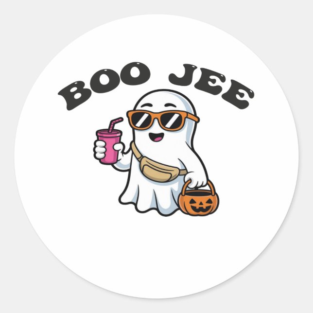 BOO-JEE-Geist – Lustiges Boujee-Halloween-Design Runder Aufkleber (Vorderseite)