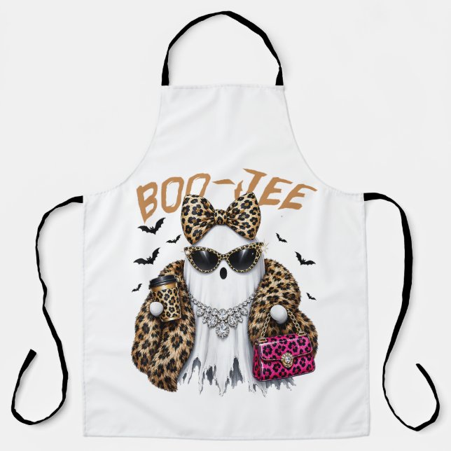 Boo-JEE Gespenst Leopard Kokette Halloween Schürze (Vorderseite)
